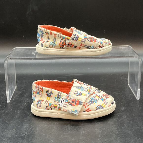 TOMS toddler loafers size 4 nutcracker pattern hook & loop closure casual - Picture 1 of 6